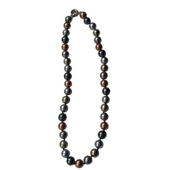 Faux Tahitian Pearl Necklace Gorgeous Colors Woman’s Jewelry - Picture 5 of 10